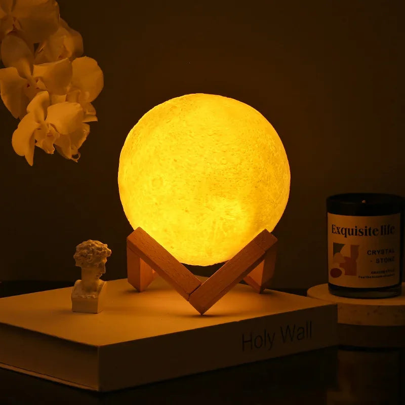 3D Moon Night Light Desk Lamp For Bedroom Decor Ambience