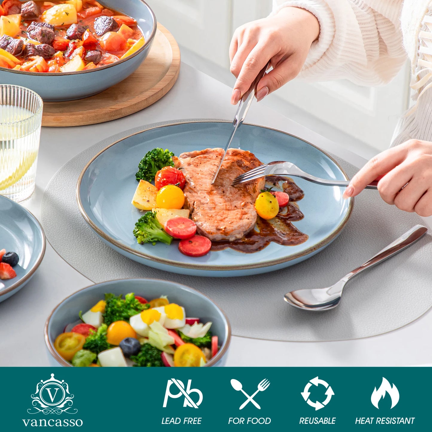 MALACASA Nymph Ceramic Dinnerware Set 16 32 Pieces Glazed Tableware