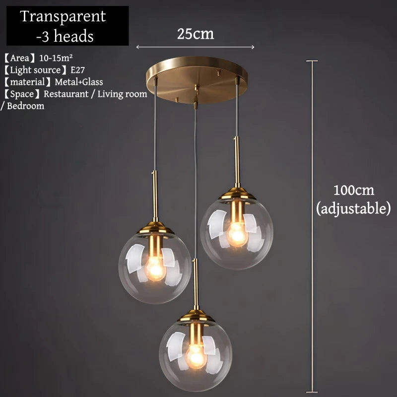 MSZGJY LED Modern Luxury Metal Chandelier Glass Pendant Lamp
