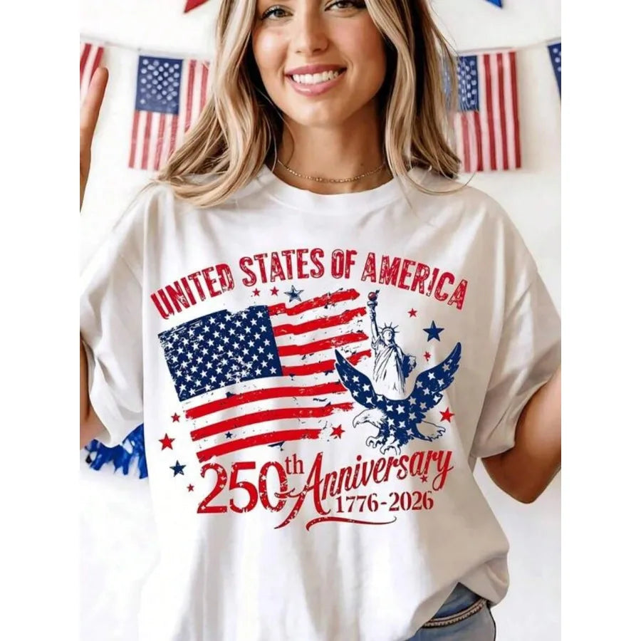 US Anniversary Women Shirt 100 Percent Cotton Round Neck