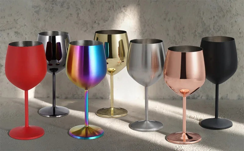 Stainless Steel Goblet Wine Glass Unbreakable Bar Glass
