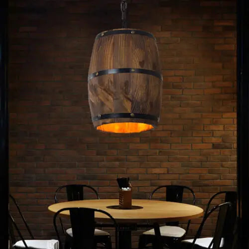 Vintage Old West Wine Barrel Hanging Light For Cafe Bar