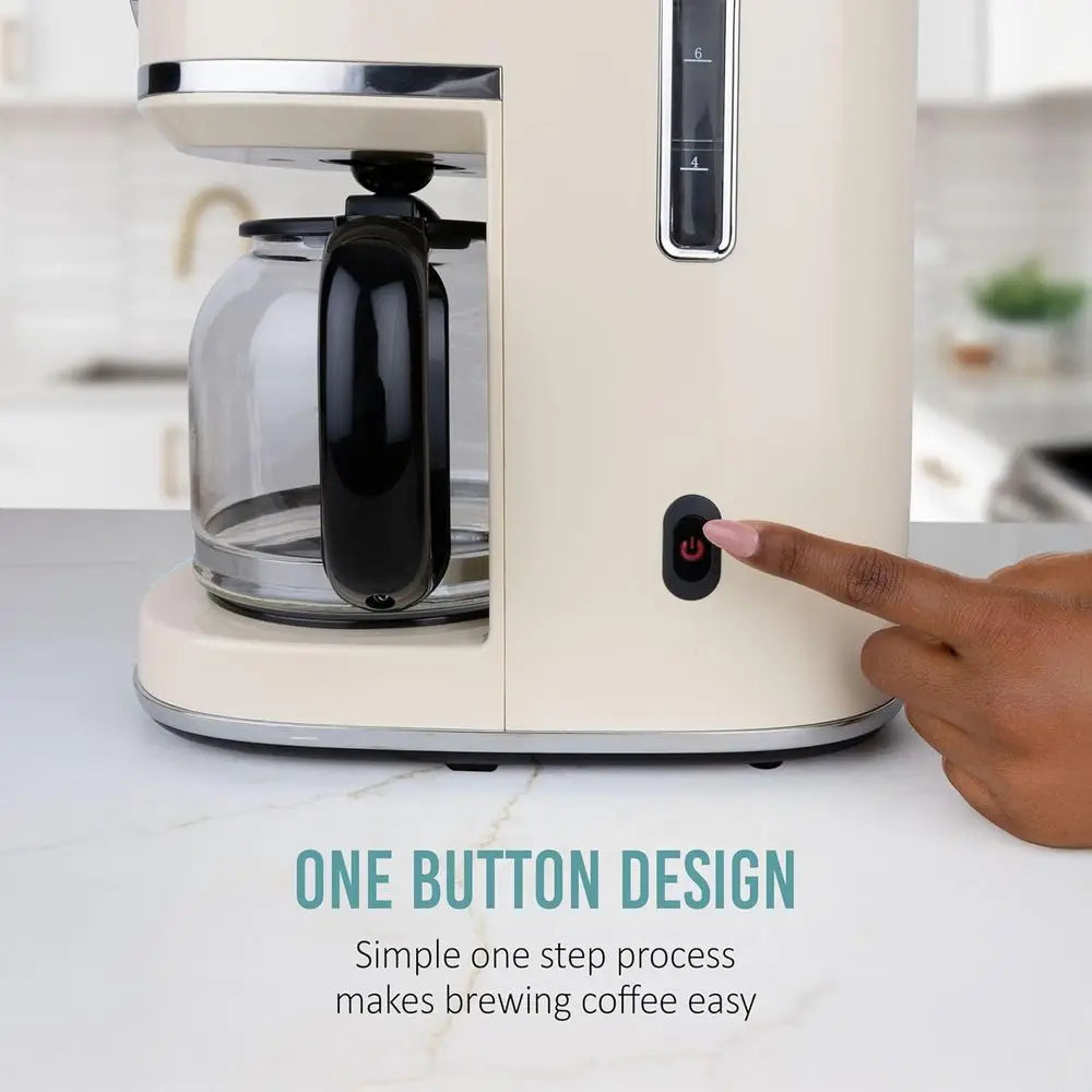 Retro Style 10 Cup Coffee Maker With One Touch Brew Time Display Auto Off