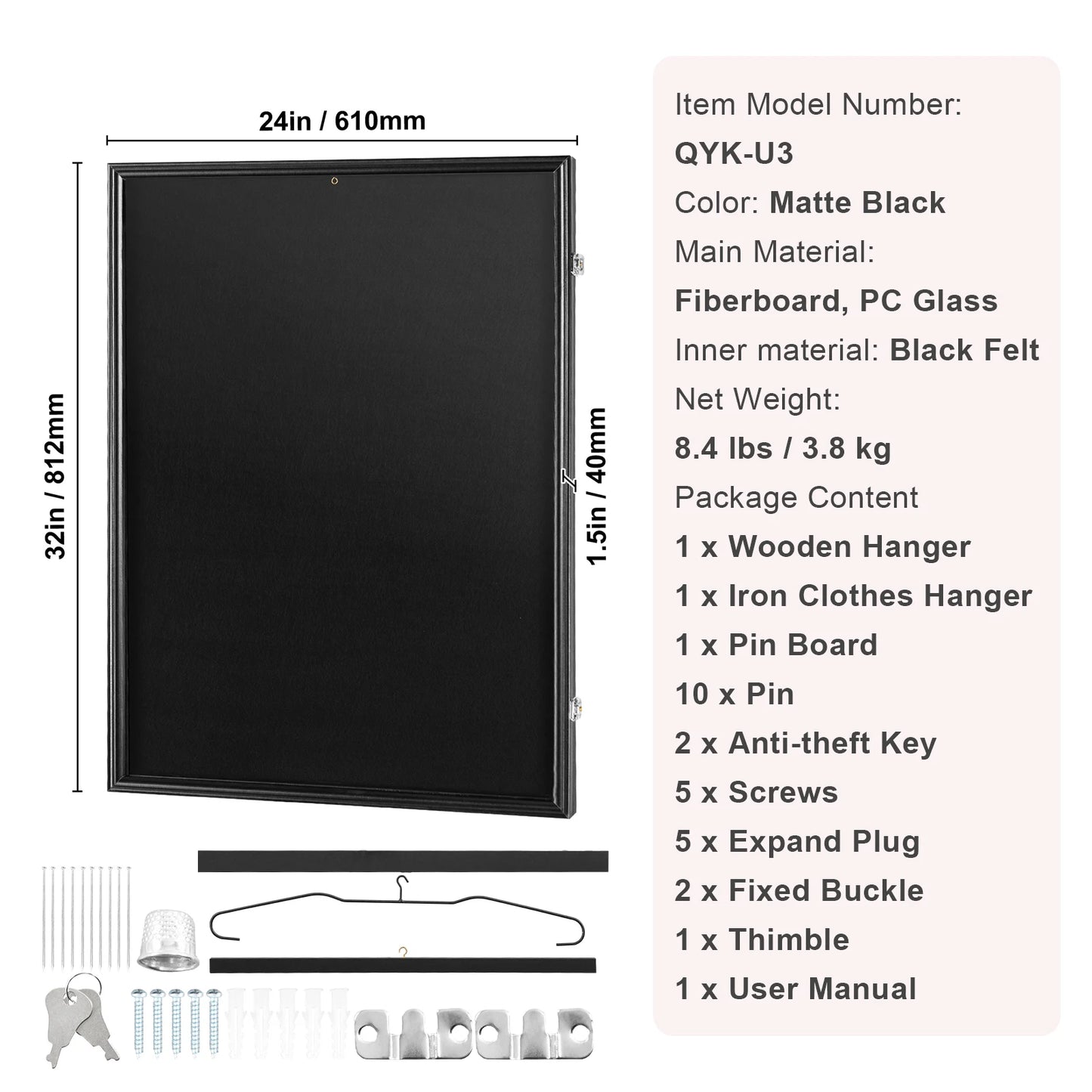 SucceBuy Jersey Display Frame Case Lockable Shadow Box UV Protected