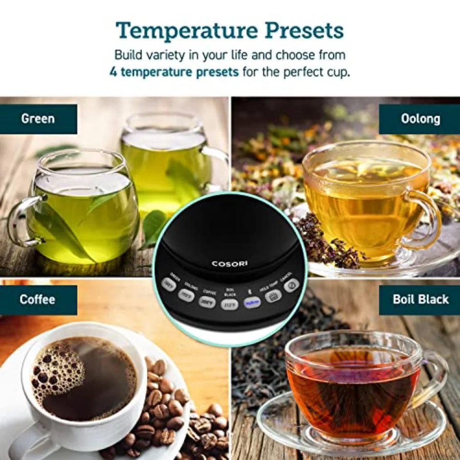 Electric Gooseneck Kettle With Bluetooth Temperature Control For Coffee And Tea