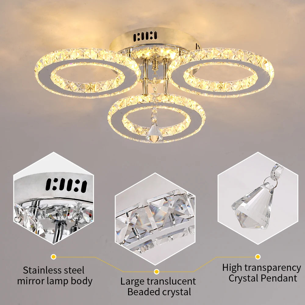 Crystal Ceiling Chandelier Modern Luxury Home Lighting For Living Room