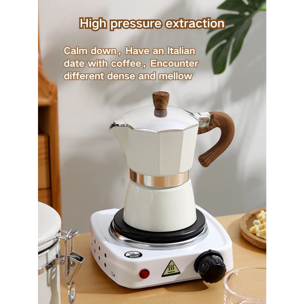 Aluminum Moka Pot Coffee Maker, Stovetop Italian Espresso Style Coffee Percolator with Wooden Handle for Coffee Lovers