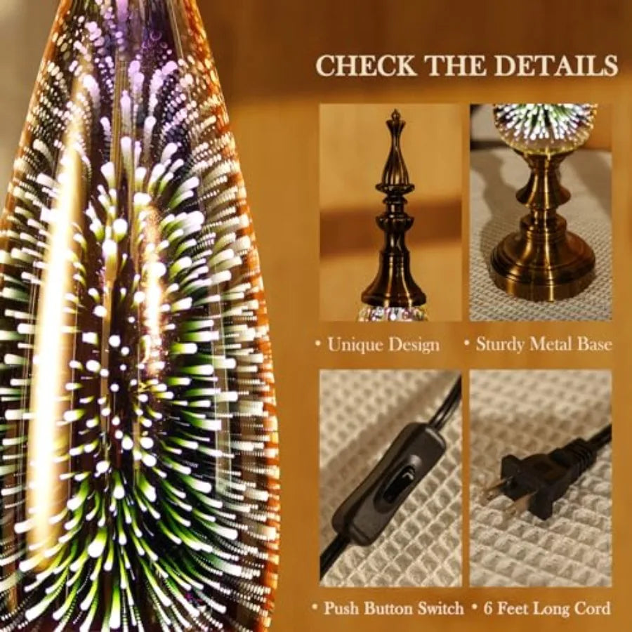 Table Lamp Turkish Arabian Desk Lamp With Handmade 3D Glass Bronze Base