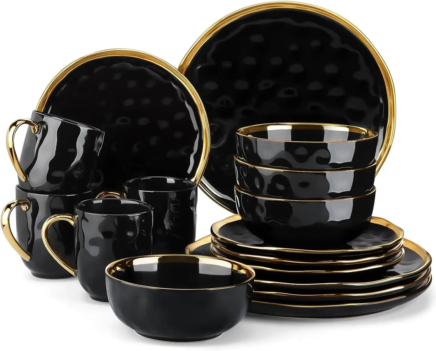 Porcelain Dinnerware Set For 4, 16-Piece Plates And Bowls