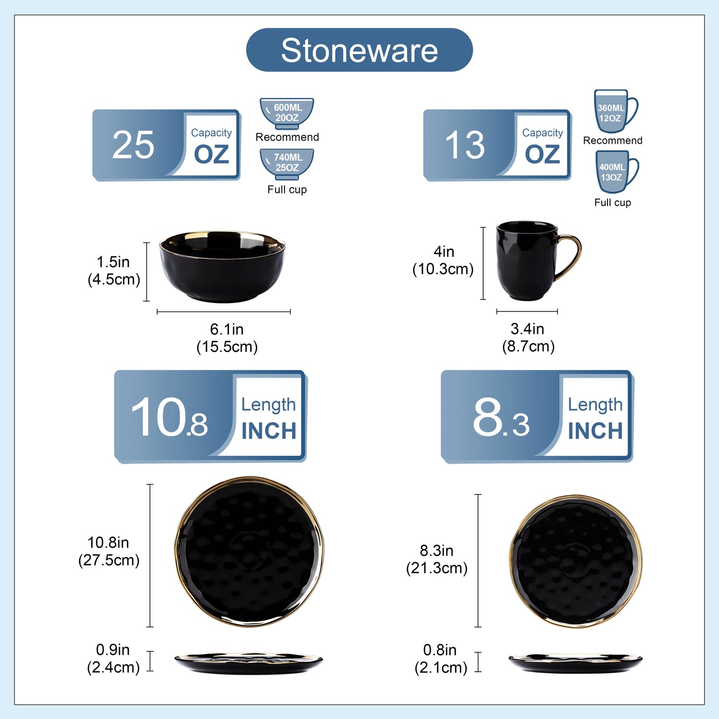 Malacasa Porcelain Dinnerware Set With Elegant Rim Tableware