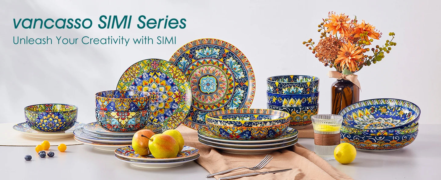 Malacasa Bohemian Style Porcelain Dinnerware Set For Everyday Dining