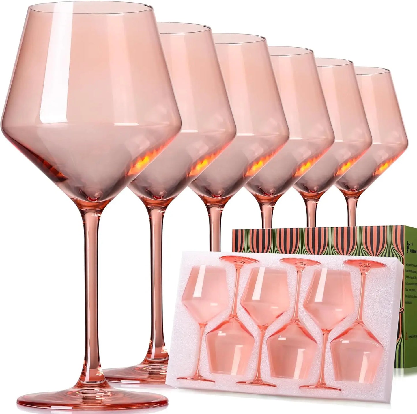 Crystal Stemware Wine Glass Set Six Hand Blown Premium