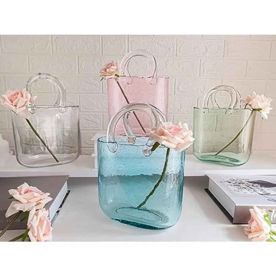 Handmade Glass Purse Vase for Centerpieces and Floral Arrangements