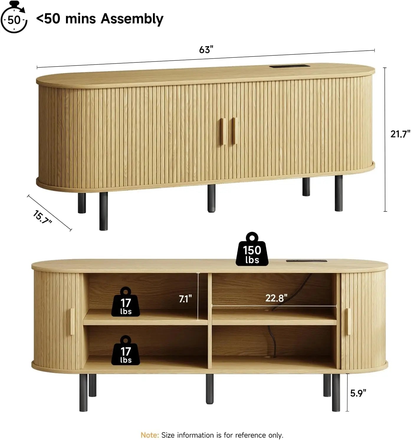 TV Stand with Power Outlet for TVs up to 60/70", Entertainment Center, TV Table with Sliding Doors Storage Adjustable Shelves