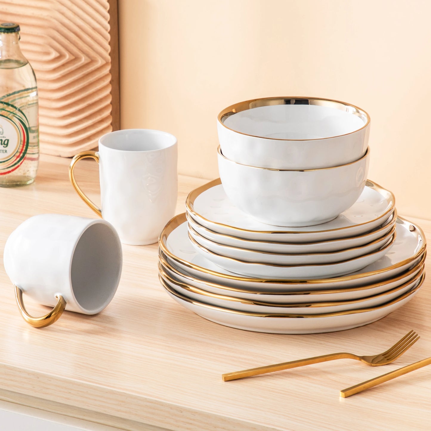 MALACASA Stoneware Dinnerware Set For Everyday Dining Service