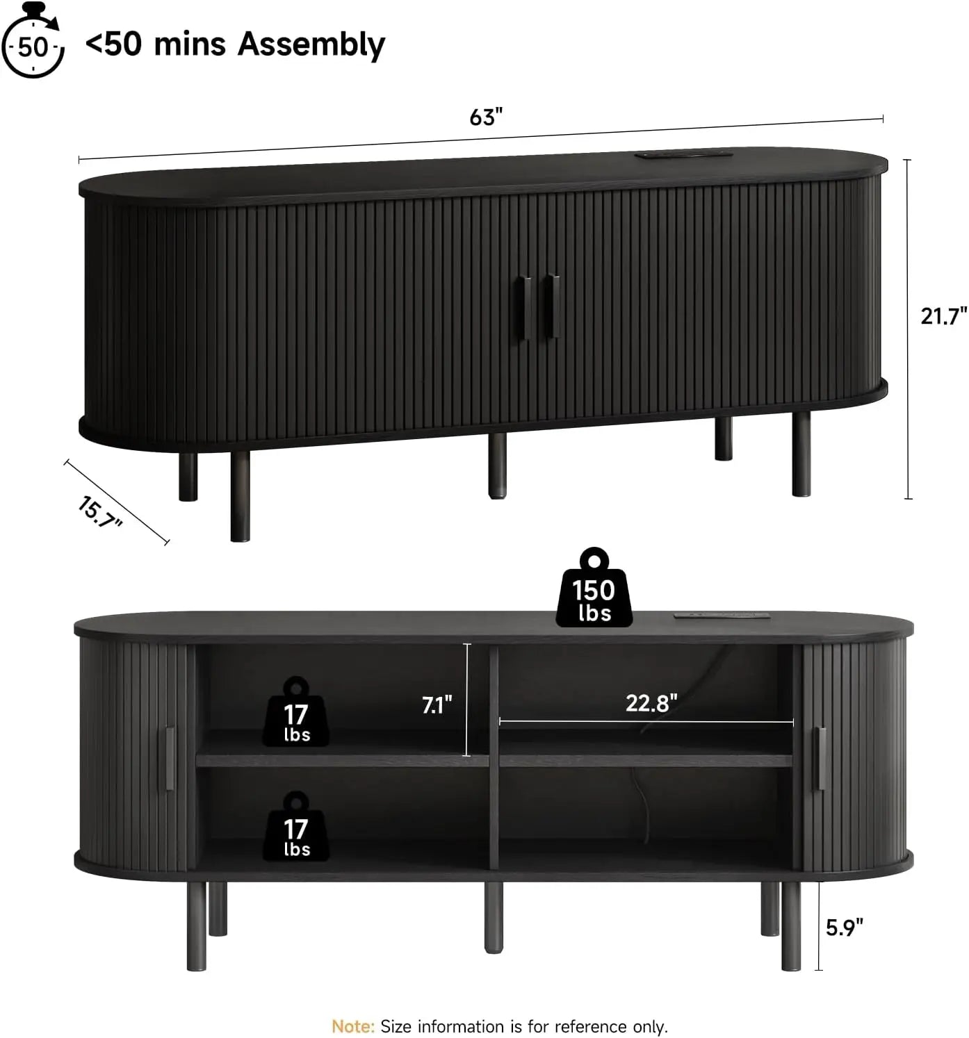 TV Stand with Power Outlet for TVs up to 60/70", Entertainment Center, TV Table with Sliding Doors Storage Adjustable Shelves