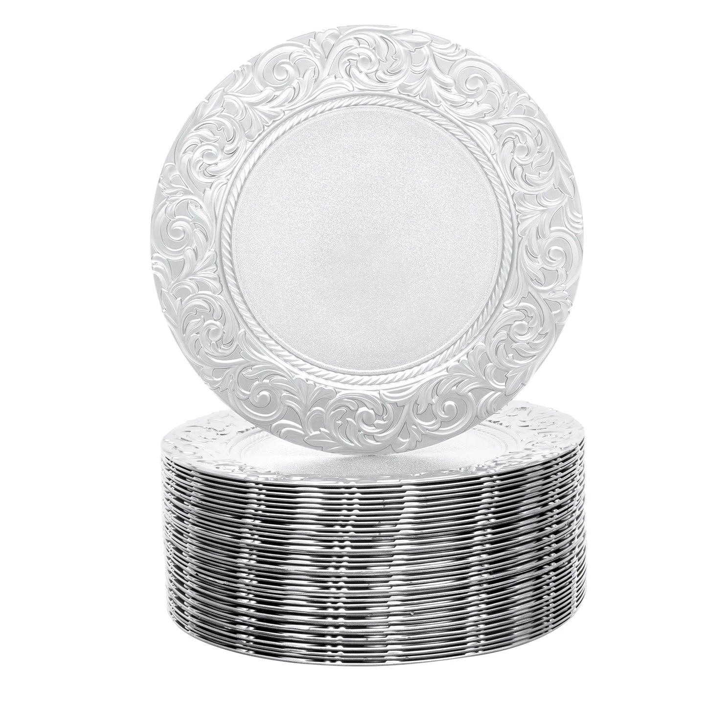 Bymaocar Charger Plate Set 100 Round Embossed Serving Plates