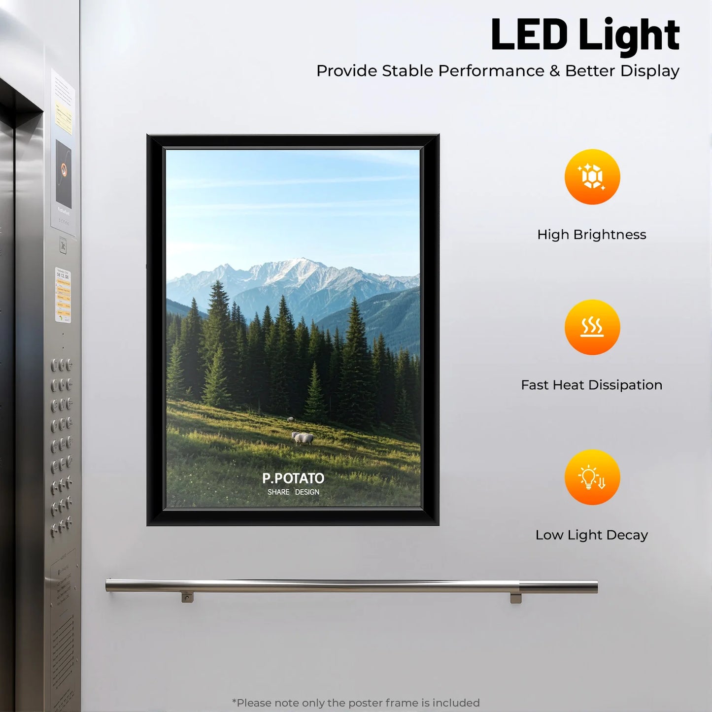 Bymaocar LED Poster Frame Warm Illuminated Acrylic Aluminum Alloy