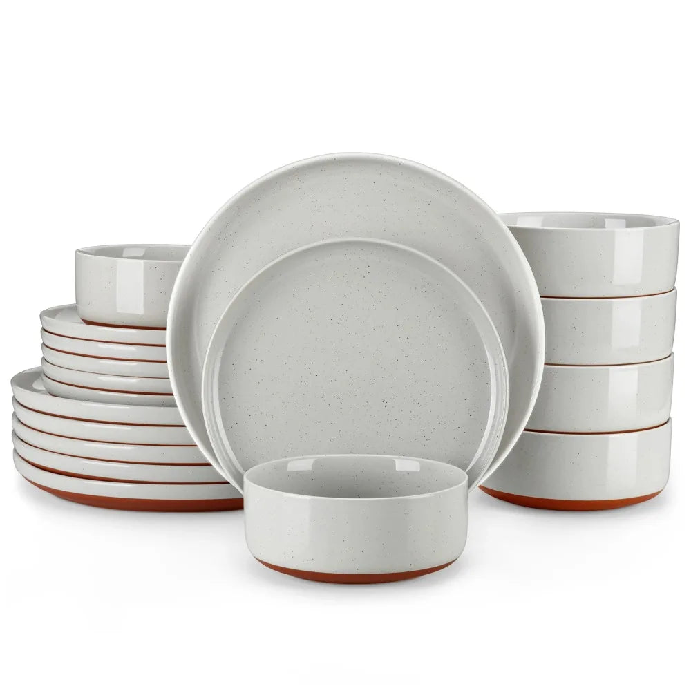 MALACASA Tara Stoneware Dinner Set With Dinner Plates, Bowls