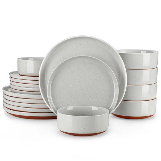 MALACASA Tara Stoneware Dinner Set With Dinner Plates, Bowls