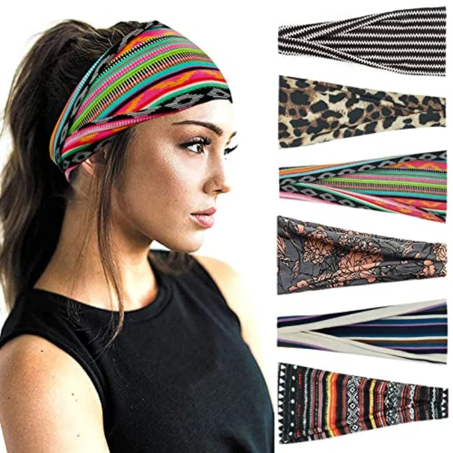 Boho Wide Headbands For Women Yoga Hair Accessories 6 Pack