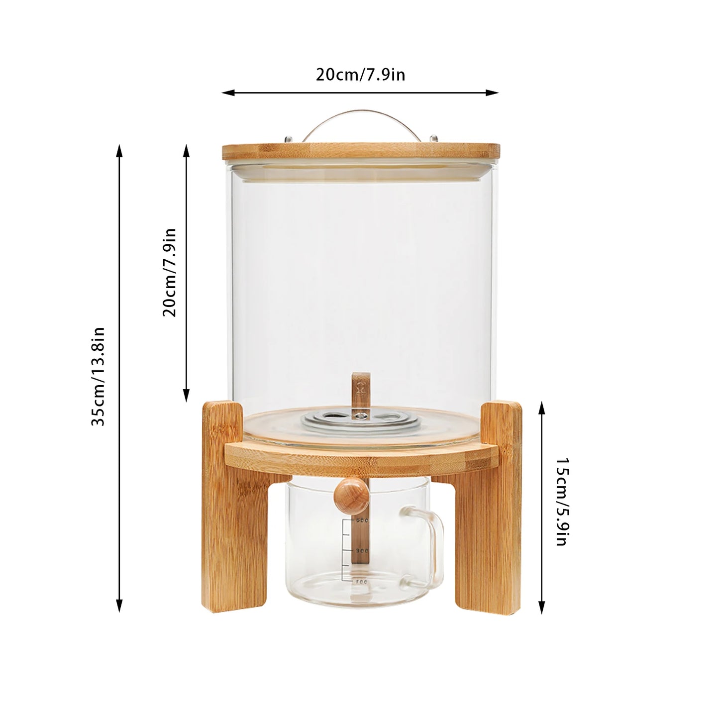 Airtight Glass Dry Food Storage Cereal Dispenser With Bamboo Lid