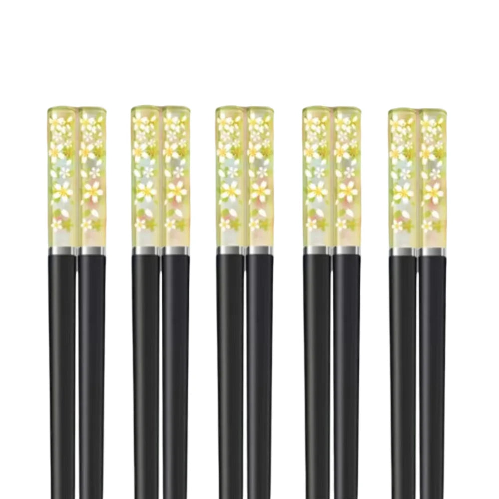 Creative amber cherry blossom Japanese chopsticks for home use, anti-mold, anti-slip and heat-resistant