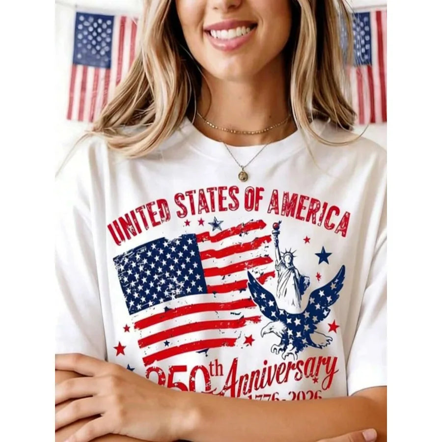 US Anniversary Women Shirt 100 Percent Cotton Round Neck