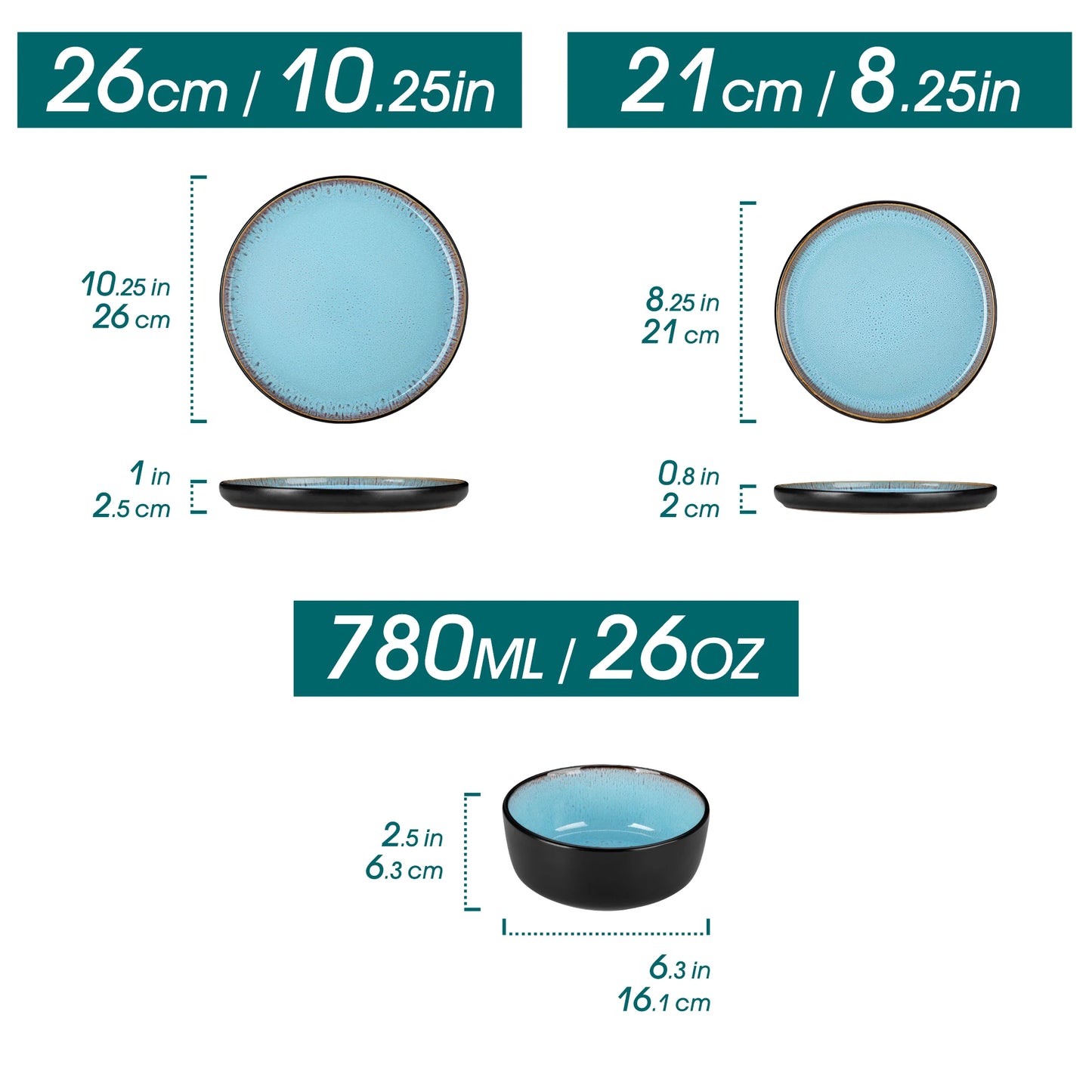 MALACASA Ceramic Stoneware Dinnerware Set Plates Bowls Included