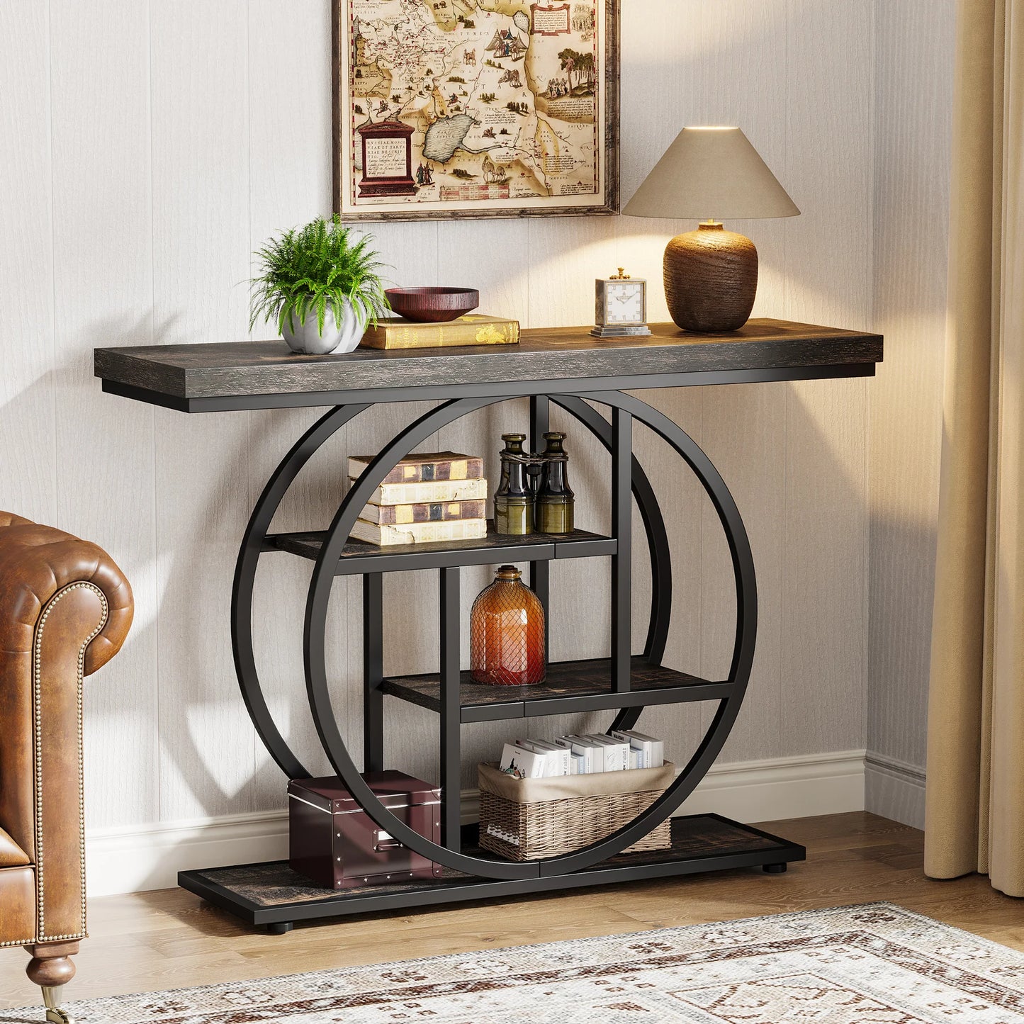 Tribesigns Four Tier Industrial Console Table For Entryway Hallway Storage