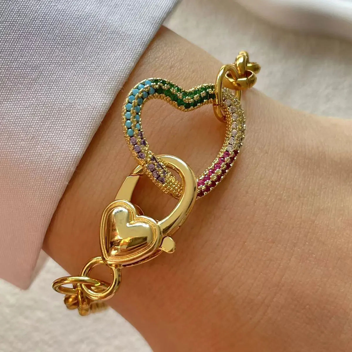 Diamond Oval Buckle Bracelet With Stainless Steel Chain