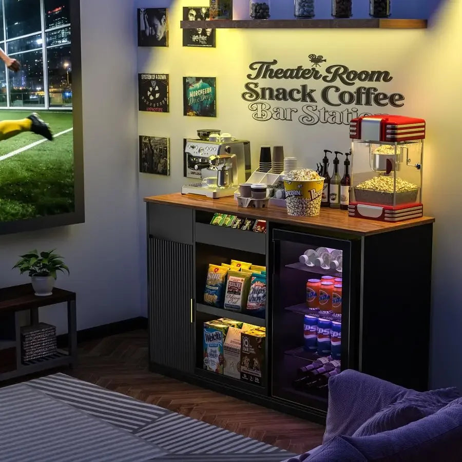 XMSJ Snack Bar Cabinet With Fridge Space And Candy Display