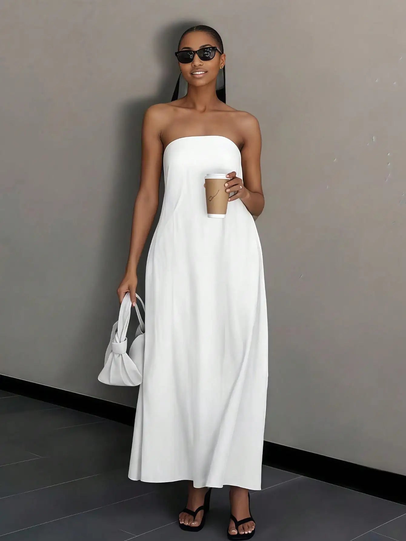 Strapless Sleeveless Maxi Dress For Beach Wedding Guests