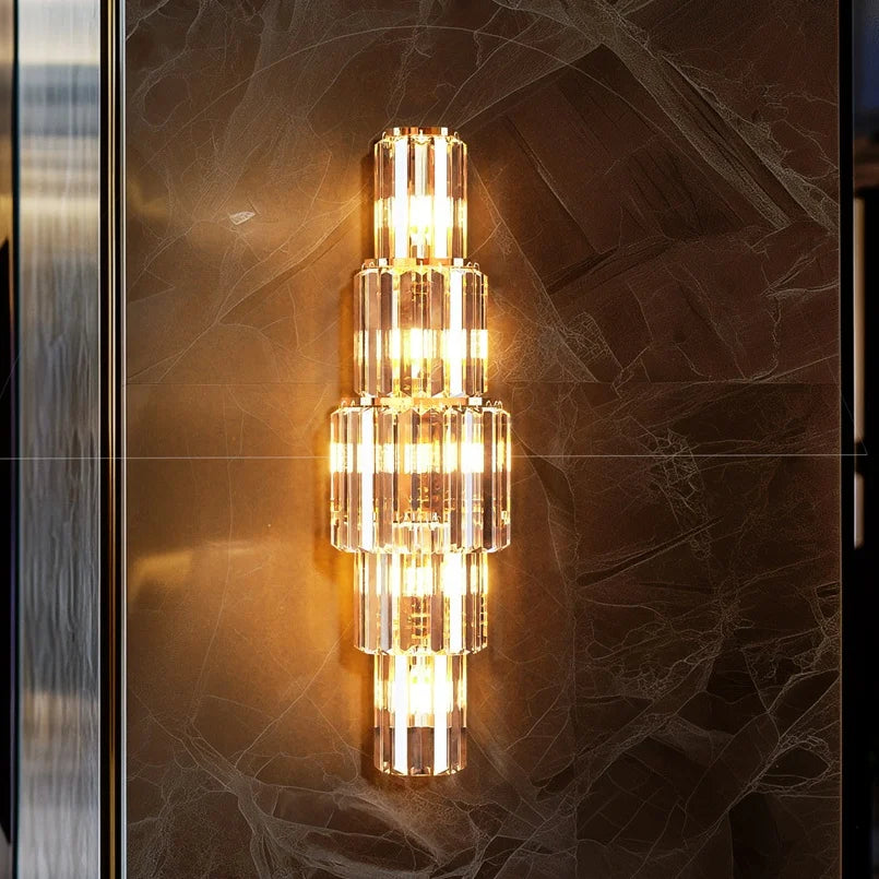 LUVODI Crystal Wall Lamp 3 Layer Sconce With E14 LED Lights