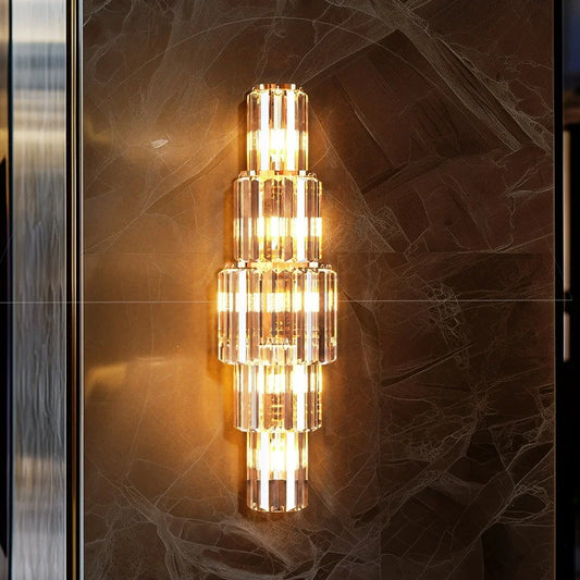 LUVODI Crystal Wall Lamp 3 Layer Sconce With E14 LED Lights