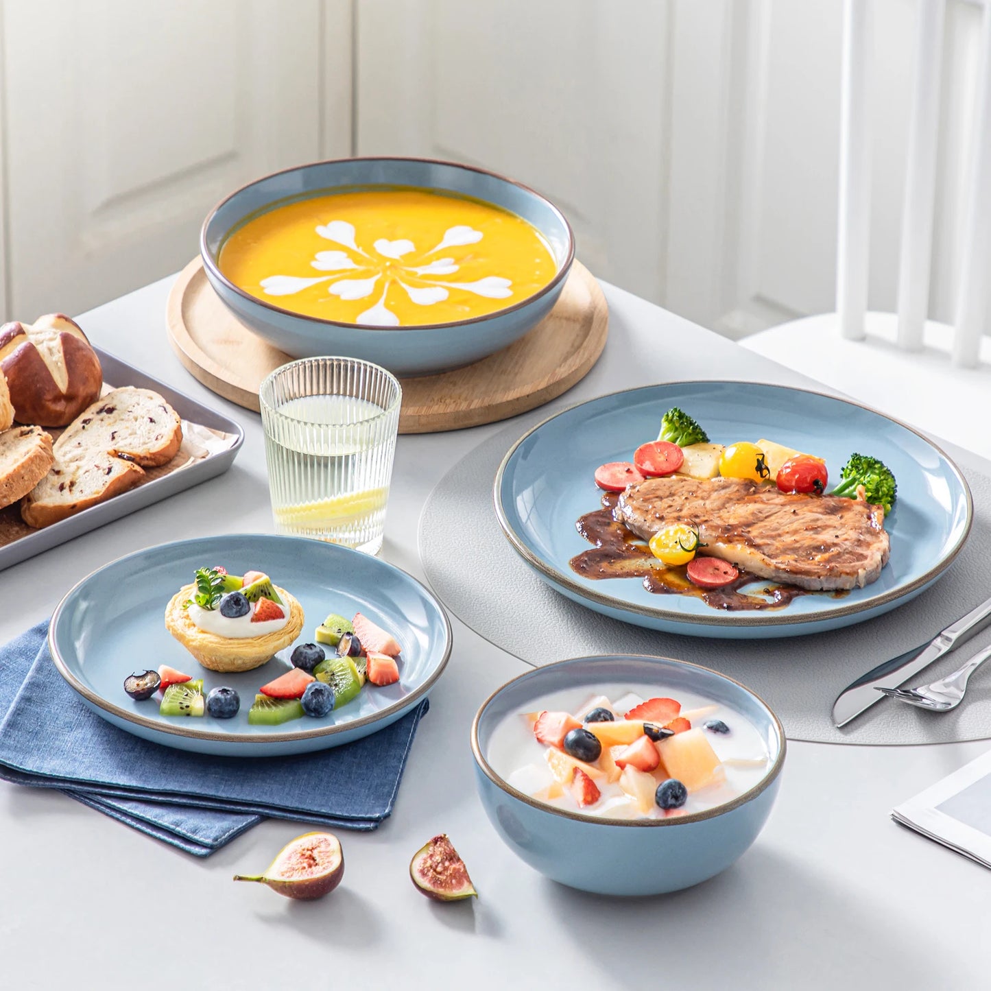 MALACASA Nymph Ceramic Dinnerware Set 16 32 Pieces Glazed Tableware