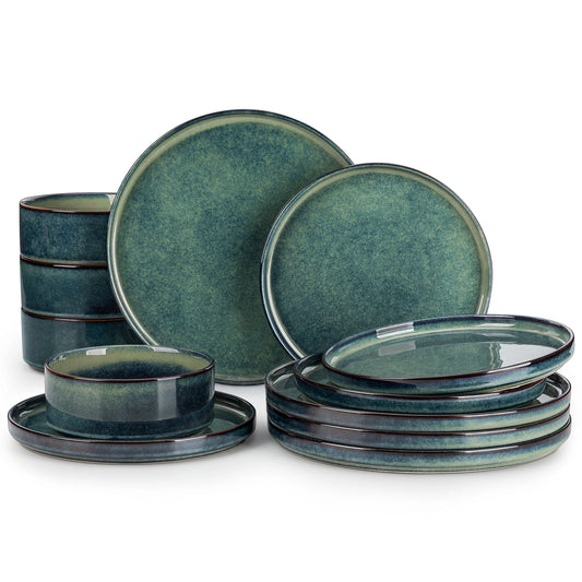 Malacasa Ceramic Reactive Glaze Dinner Set With Dinnerware Collection
