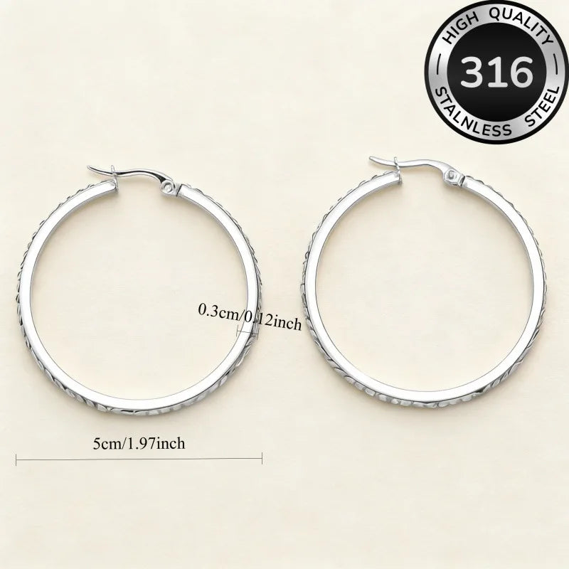 316L Stainless Steel Crystal Hoop Earrings For Women Hypoallergenic Jewelry Gift