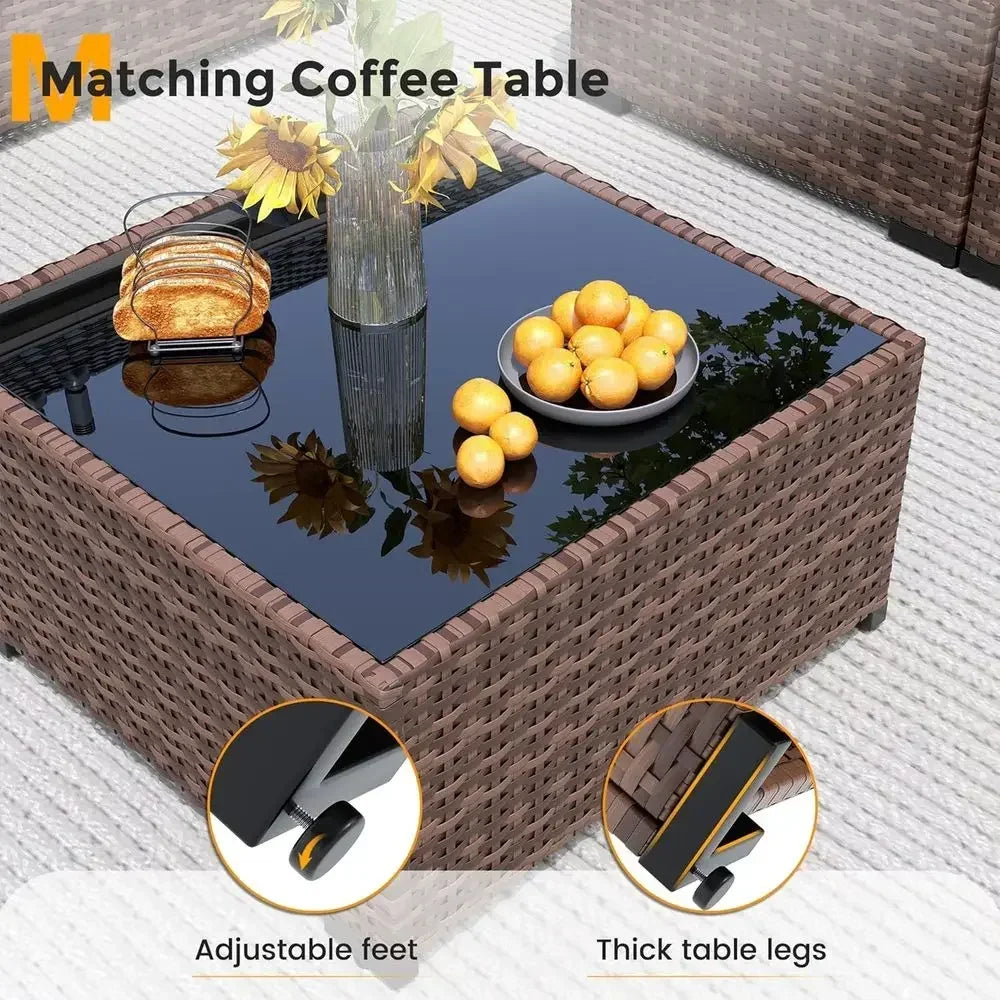 Outdoor 8-Piece Patio Furniture Set With Fire Pit Table