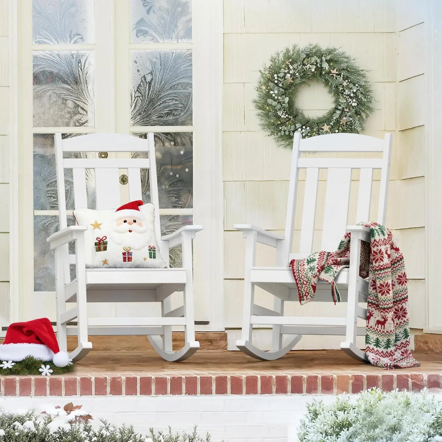 Outdoor Rocking Chairs Set of 2 Weather-Resistant Plastic Rockers