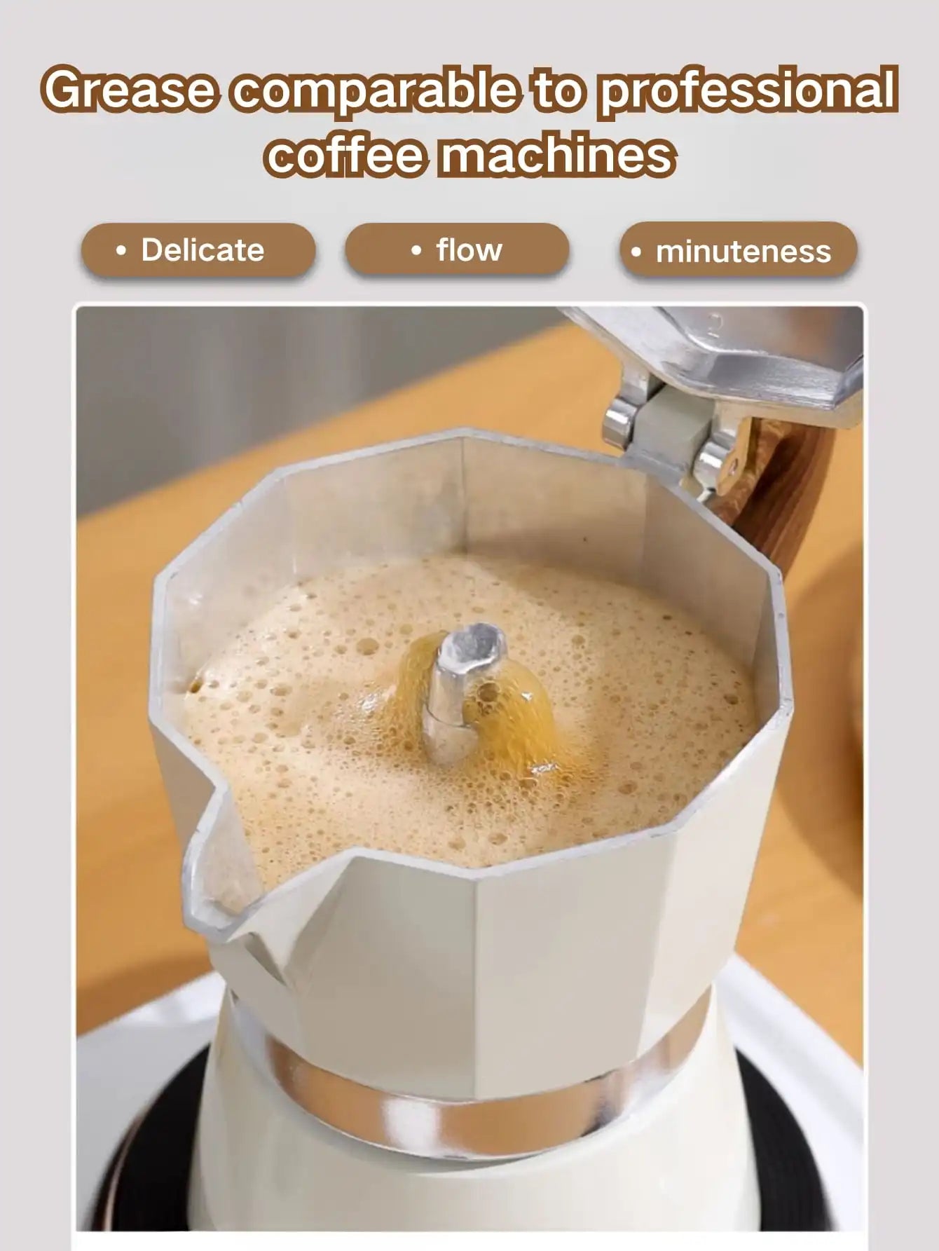 Aluminum Moka Pot Coffee Maker, Stovetop Italian Espresso Style Coffee Percolator with Wooden Handle for Coffee Lovers
