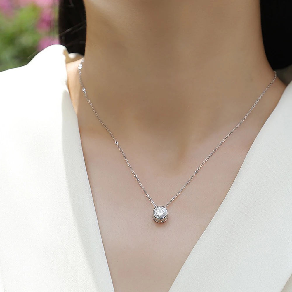 CBTB S925 Sterling Silver Moissanite Cross Pendant Necklace