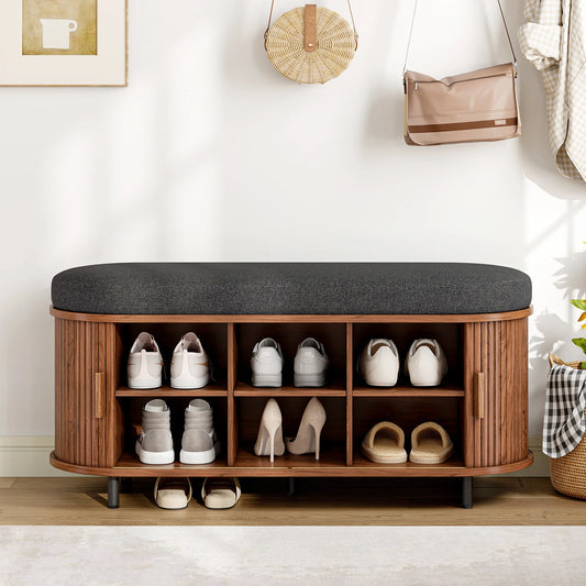 Shoe Storage Bench 3 Tier Organizer With Cushion