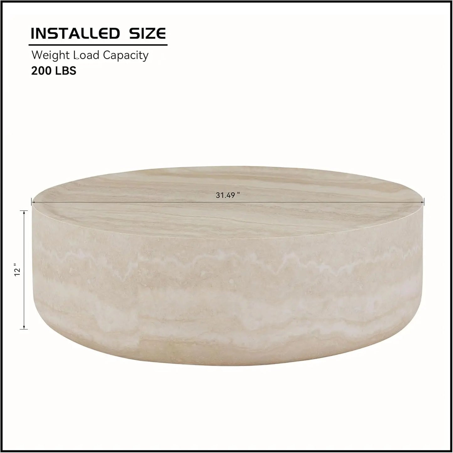 Faux Marble Round Coffee Table With Modern Fiberglass Drum Center