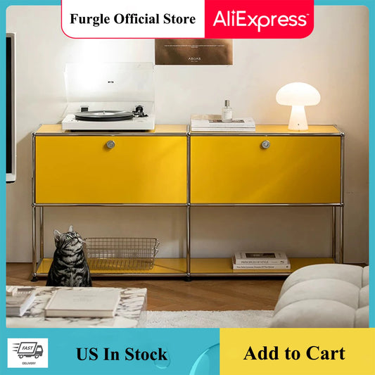 Furgle Modern Modular Metal Storage Cabinet Freestanding Sideboard Living Room