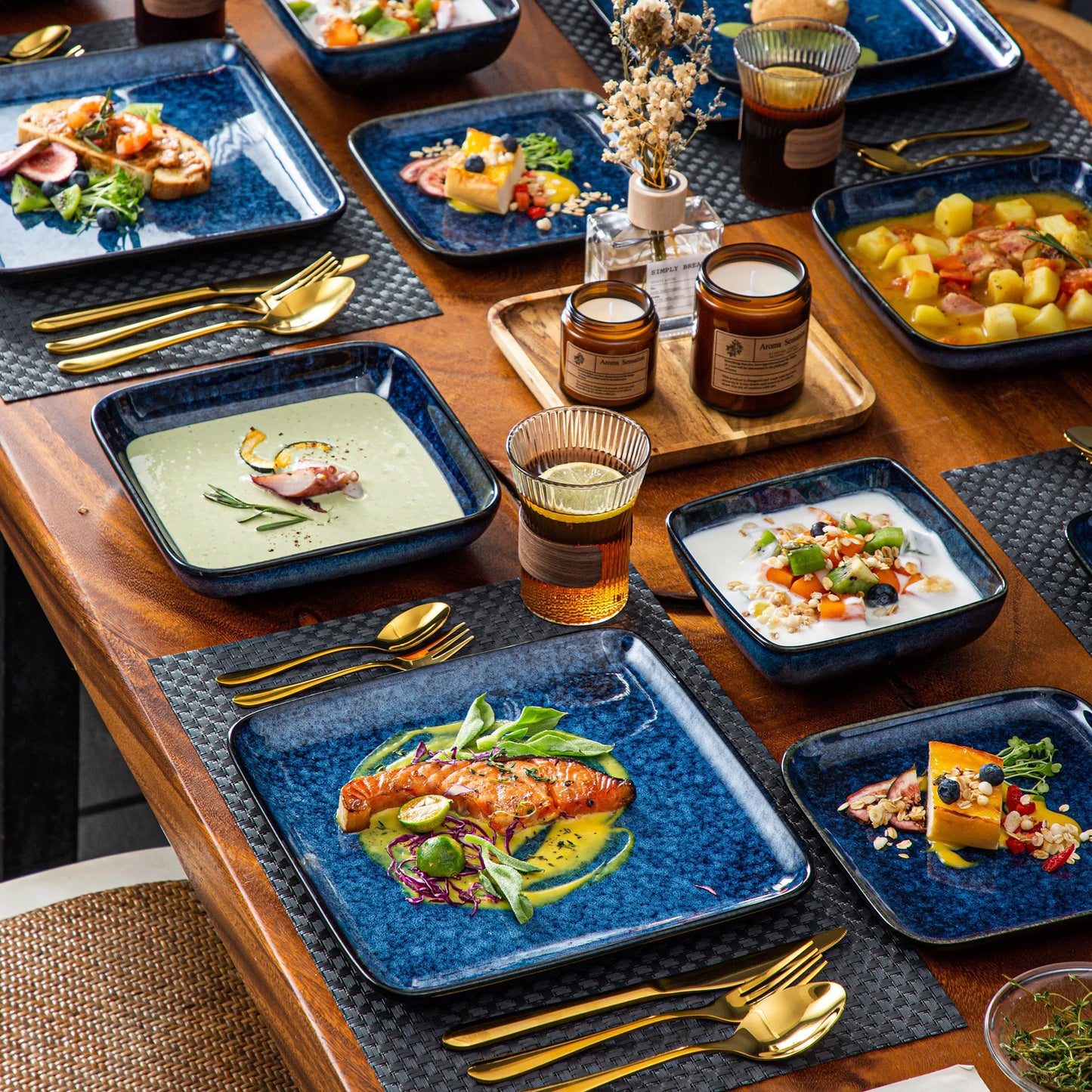 MALACASA Stern Dinner Set For Four Ceramic Tableware