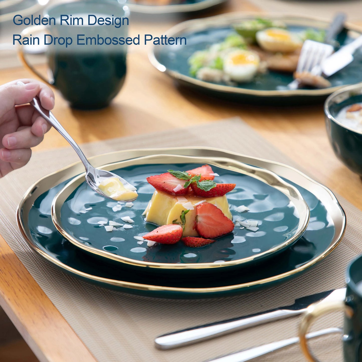 MALACASA Porcelain Dinnerware Set With Gold Trim For Home Use