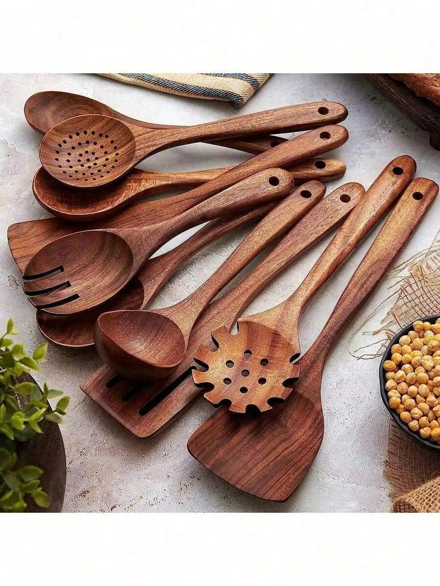 Wooden Spoons Set Durable Kitchen Utensils Baking Accessories