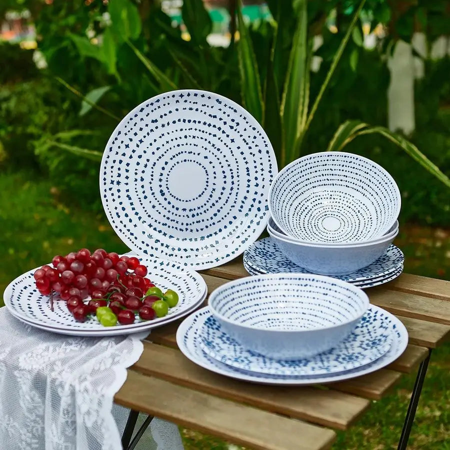 Dinnerware Set of 12 Pcs Dinner Dishes Set Bowls and Plates for Indoor and Outdoor with Unbreakable Nonbreakable Lightweight Din