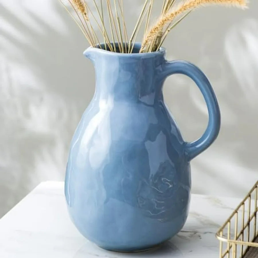 Ceramic Pitcher Vase With Handle For Modern Home Decor Centerpiece